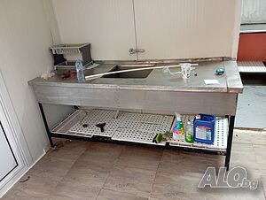 Професионална мивка алпака с работен плод и долен рафт