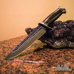Голям ловен нож Persian R6 с дървена дръжка тъмен орех и твърда синтетична ABS кания