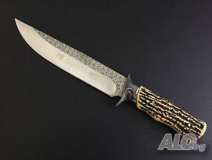 Голям ориенталски ловен нож COLUMBIA USA SA45 SNAKE с широко острие и кокалена дръжка
