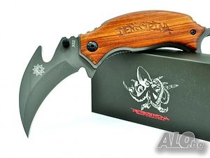 Бутиков сгъваем нож DERESTRINA X52 с дървена дръжка - karambit