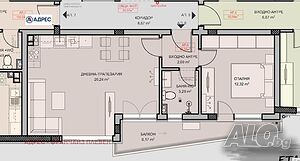 Двустаен апартамент 81 кв.м Тухла 2026 г. 2 етаж Непоследен