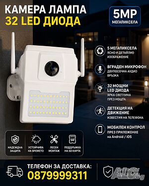 FullHD WiFi камера LED градинско осветление видеонаблюдение iCSee