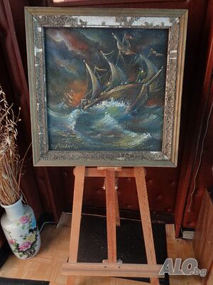 Стара авторска картина „Бурно море“
