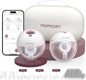 Momcozy M5 Smart Безжична помпа за кърма с приложение - Комплект 2 бр., червена