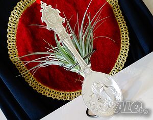 Лъжица от калай 97 г., замък, калаена сватба.