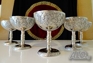 Посребрен сервиз чаши за вино, шампанско 3 бр.