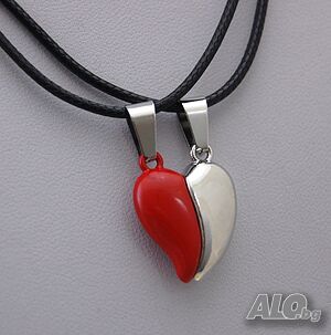 Колиета 2бр *LOVE* с магнит сърце НЕГО- НЕЯ