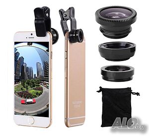Комплект от 3 броя обективи за телефон Fish eye