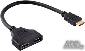 Кабелен сплитер HDMI HD 1080P мъжки към два женски