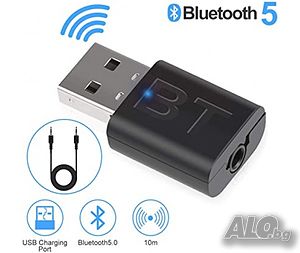Bluetooth USB Аудио приемник - предавател 2 в 1 мини, 3.5mm жак