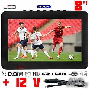 Портативен телевизор, 8 ИНЧА, NVOX-NX-8T, Акумулаторна батерия, DVB-T2, USB