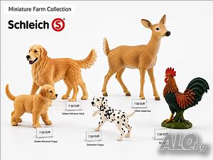 Оригинални Schleich фигурки - Ръчно боядисани | Germany | Петел, Голдън ретривър кученце