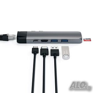 Satechi ST-TCPHEM интерфейсен хъб Thunderbolt 3 10000 Mbit/s Сив