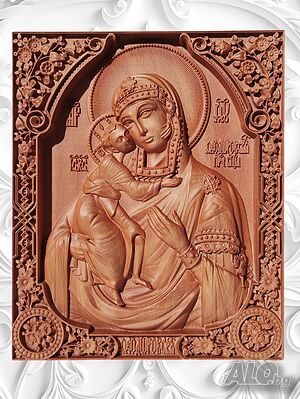 Икона на Св. Богородица - авторска дърворезба