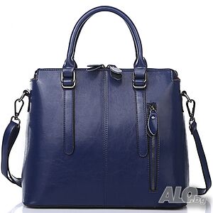 Дамска чанта Естествена кожа Blue 1002