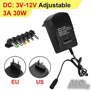 Aдаптер 3V 4.5V 5V 6V 7.5V 9V 12V 2A 2.5A AC - DC 220v Регулируемо изходно напрежение