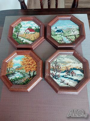 Продавам старини и красиви гоблени-4 сезона. Обявената цена е за всичките.