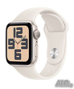 Apple Watch SE (2024), GPS, 40 мм, Starlight, спортна каишка S/M.