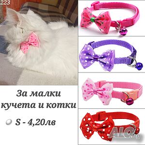 Каишка / Нашийник с панделка за малко куче и котка. Нашийникици за малки кучета и котки.