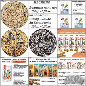 Храна, крекери, витамини и креда за папагали, канари и амадинки. Крекер за папагал. Минерално блокче