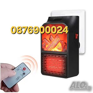 ПЕЧКА ПРОМО! Икономична Компактна отоплителна мини отоплител 900W с Камина и Дистанционно