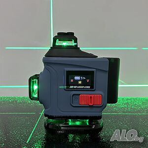 Лазерен Нивелир 4D с 16 Линии - Зелен Лъч, Самонивелиращ се с дисплей батерии 2x2400mAh