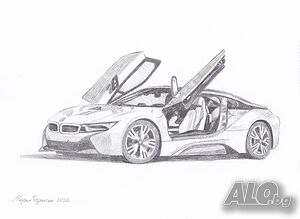 Рисунка на автомобил BMW i8.