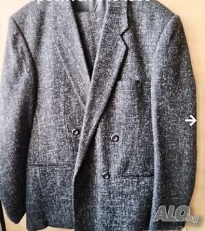 Мъжки вълнен костюм L XL Костюм Мъжко Черен | Облекло | Попово
