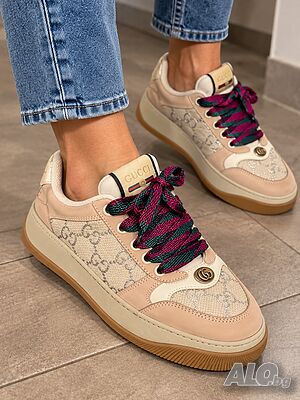 Дамски маратонки GUCCI - бели с цветни детайли