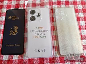 Продавам комплект силиконов гръб и стъклен протектор за Xiaomi Redmi 13 4G 256GB 8GB RAM Dual-SIM