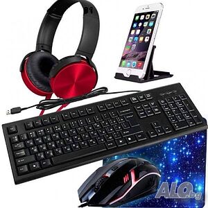 Модерен геймърски комплект с LED светлини от 5 части - psp42