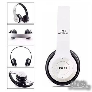 Безжични Bluetooth слушалки P47, Bluetooth 4.2+EDR, Вграден микрофон, MicroSD слот, MP3 плеър