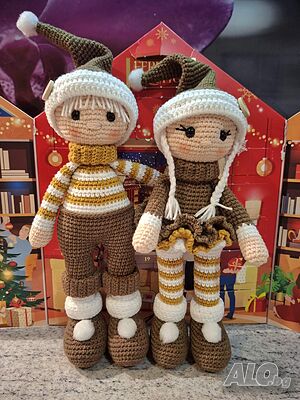 Плетена играчка Елфи Саша + Роли, Ръчно изработена, Перфектен подарък