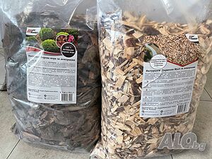 Дървесен мулч и борова кора за декорация - натурални