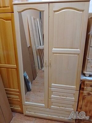 Гардероб комбиниран 90 см. без надстройка. С огледало-Масив. Наличен!