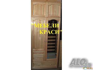 Гардероб комбиниран с огледало- 80 см. Масив.
