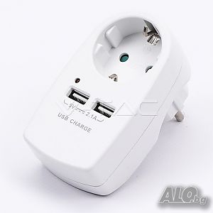 Щепсел Адаптер 2ХUSB 5V за зареждане
