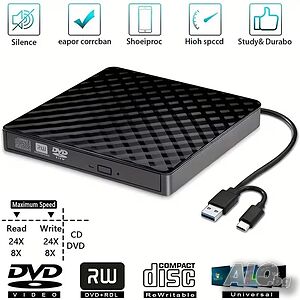 Външно CD DVD устройство USB 3.0 записвачка за лаптоп