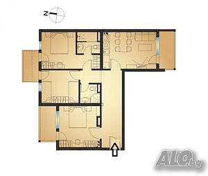 Просторен и слънчев апартамент с 3 спални -121 кв.м. в Равда.