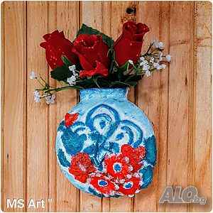 Ваза за стена #mixedmedia! Ръчна изработка!