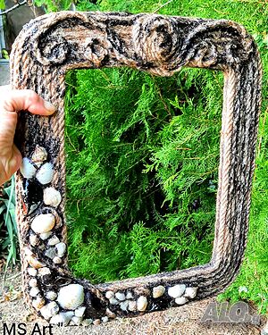 #Огледало с #декорация от #конопено #въже и #морски #дарове! Ръчна изработка!