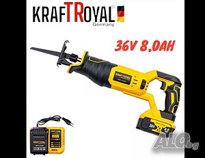 Акумулаторен саблен трион KraftRoyal 36v с 2 батерии 8ah., зарядно и куфар