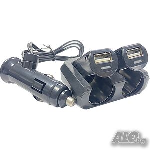 Разклонител за запалка 2-ка+2-USB PG150