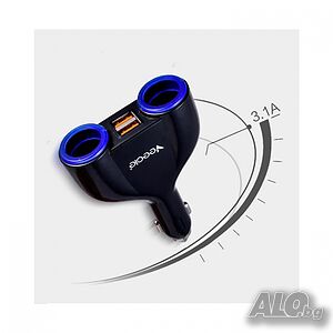 Разклонител с 2 USB порта и 2 гнезда за запалка - 1981