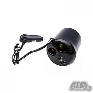 Разклонител с 2 гнезда за запалка и 2 USB порта - WF028