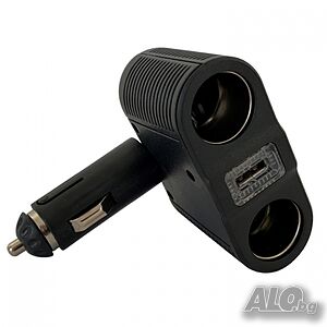 Разклонител с един USB порт и две гнезда за запалка - 2041