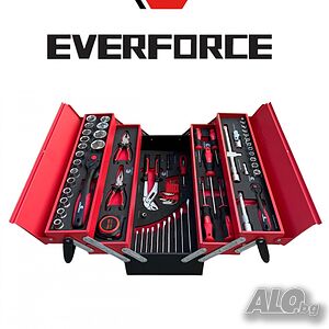 Сгъваем метален куфар с инструменти 86 части EverForce