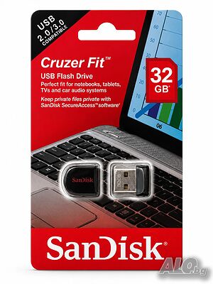 SanDisk Cruzer Fit 32GB USB флаш памет (SDCZ33-032G-B35)- Чисто нова - Фабрично запечатана!