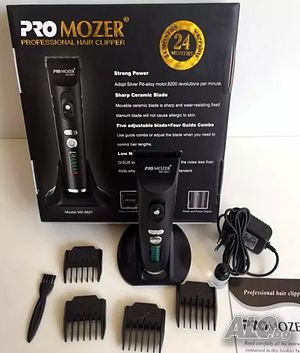Професионална машинка за подстригване ProMozer MZ-9821, Безжична, 5 приставки, Черен