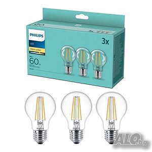 Комплект 3x LED Крушка Vintage Philips A60 E27/7W/230V 2700K